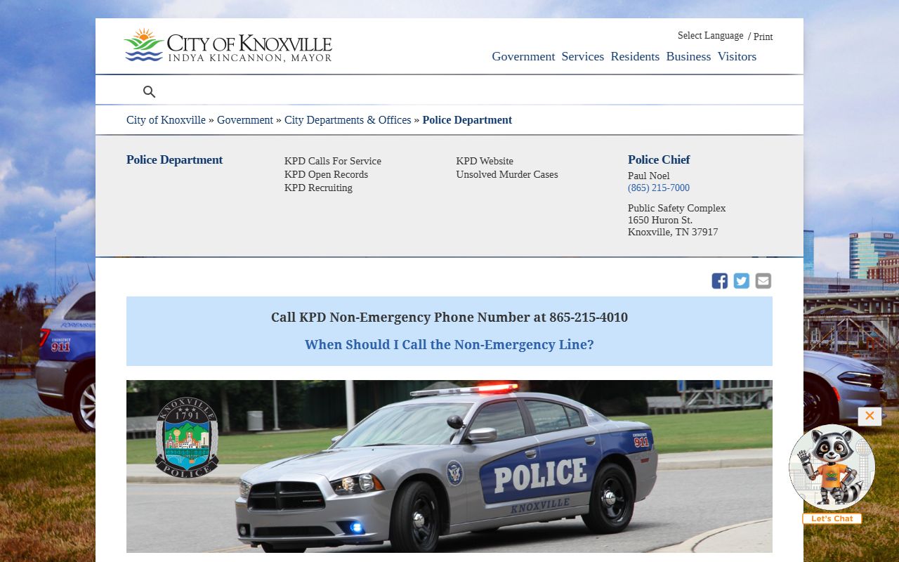 Knoxville Police Department records information for criminal records