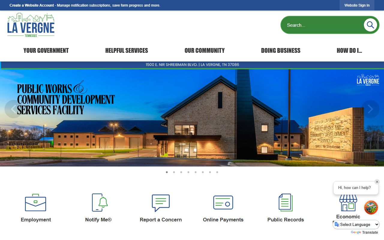 La Vergne criminal records information on the city government website