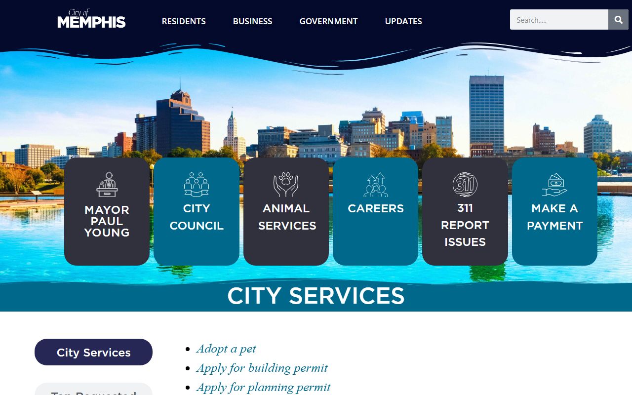 City of Memphis website for Shelby County criminal records