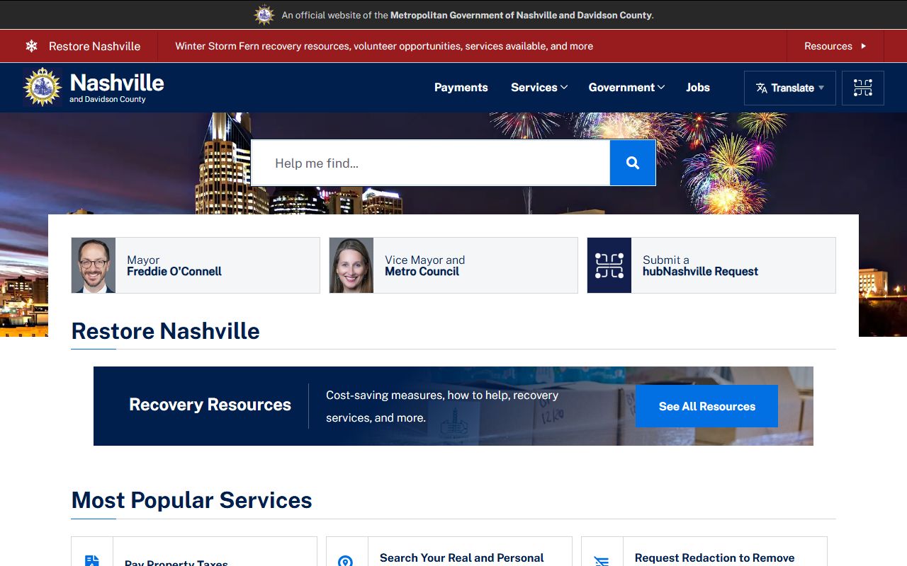 Nashville criminal records information on the Metro Nashville government website
