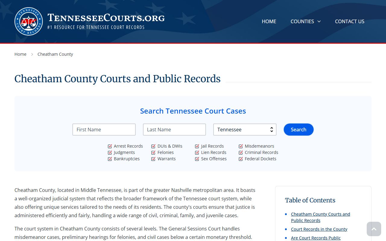 Cheatham County court records guide for criminal records