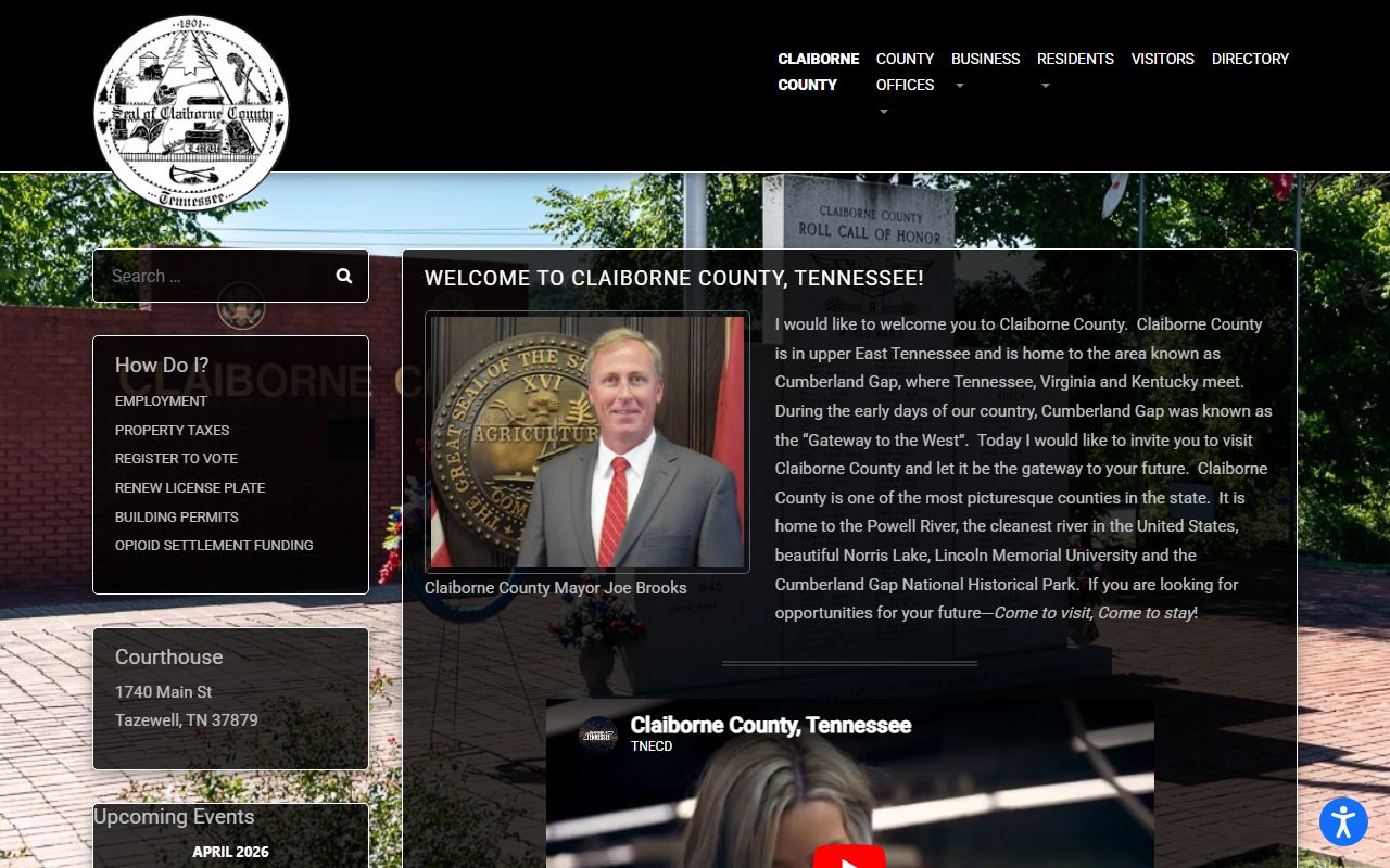 Claiborne County government source for criminal records