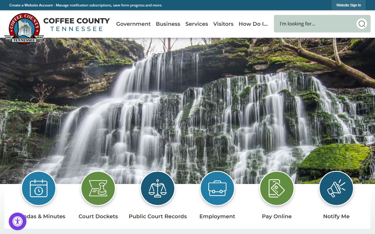 Coffee County government website for criminal records
