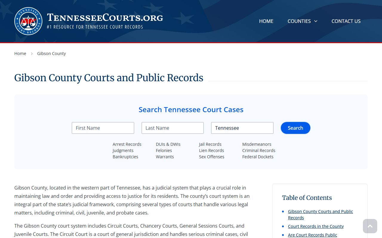 Gibson County criminal court records guide