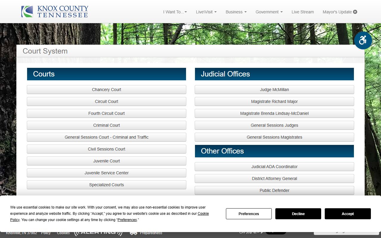 Knox County courts information for criminal records