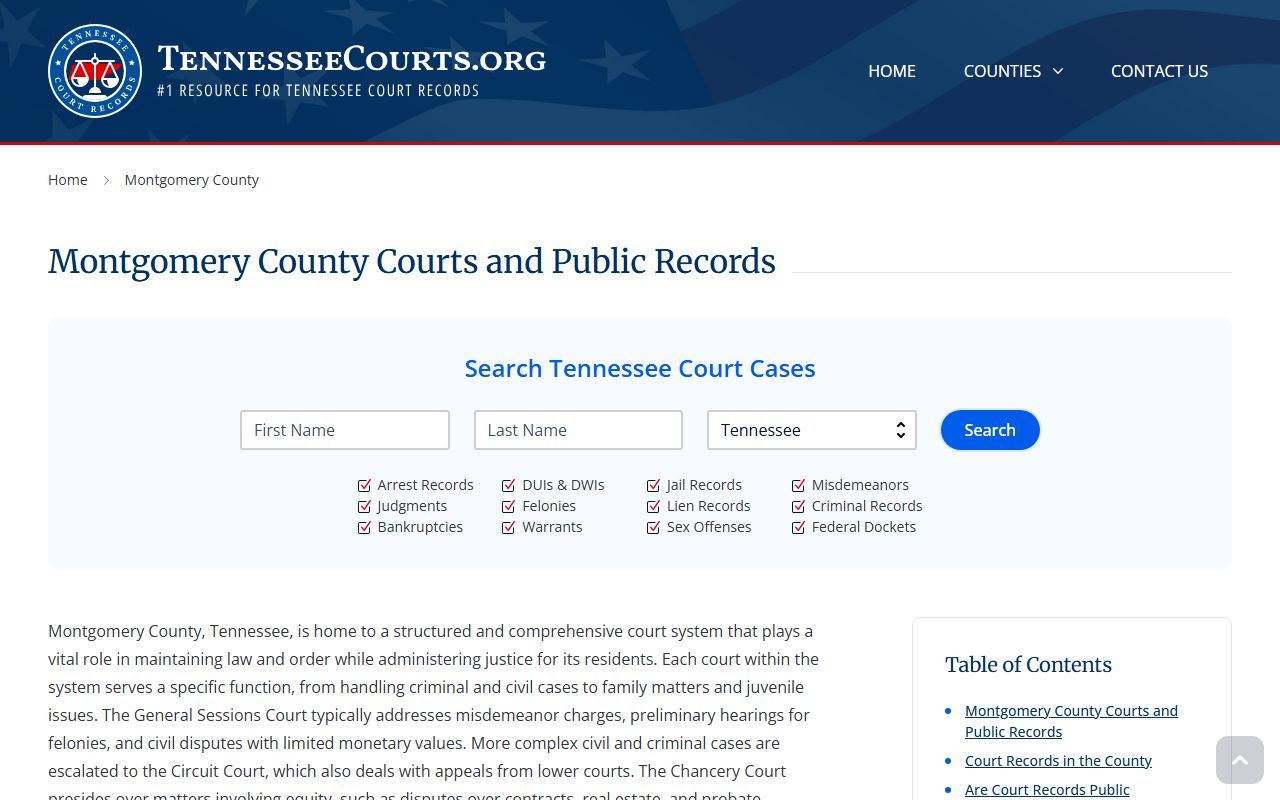 Montgomery County court records guide for criminal records