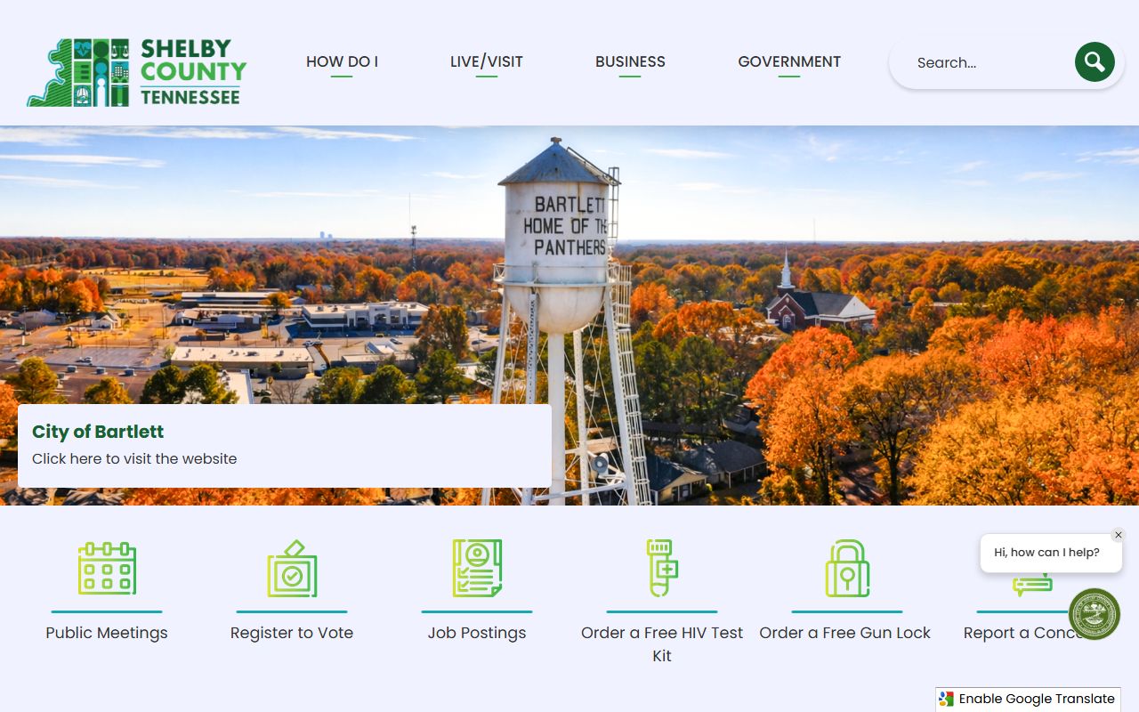 Shelby County government website for criminal records